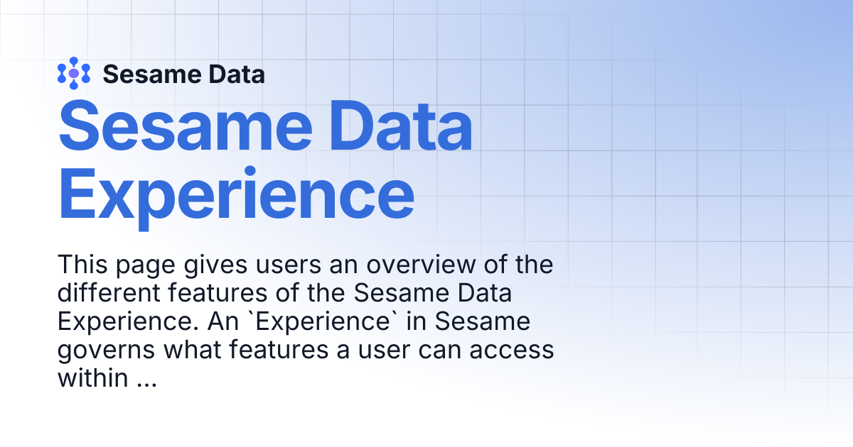 Sesame Data Developer Portal | Sesame Data